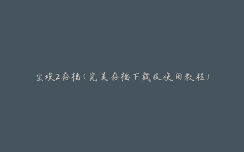 尘埃2存档(完美存档下载及使用教程)
