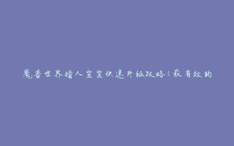 魔兽世界猎人宝宝快速升级攻略(最有效的升级技巧)
