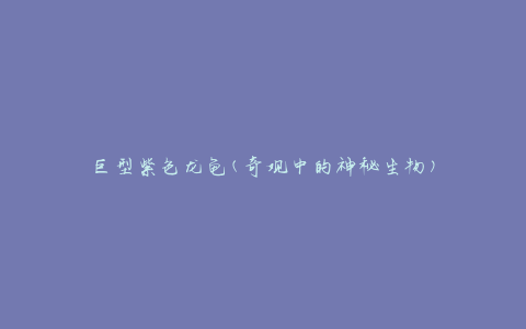 巨型紫色龙龟(奇观中的神秘生物)