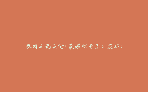 黎明之光头衔(荣耀称号怎么获得)