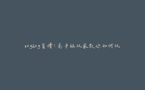 voyboy盲僧(高手级玩家教你如何玩转盲僧)